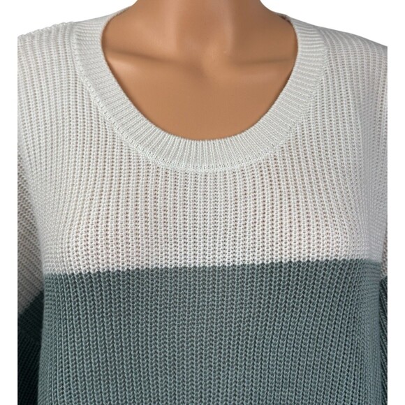 Matty M Womens Sweater XXL Knitted Teal& White Elbow Sleeves Pullover - Picture 5 of 10